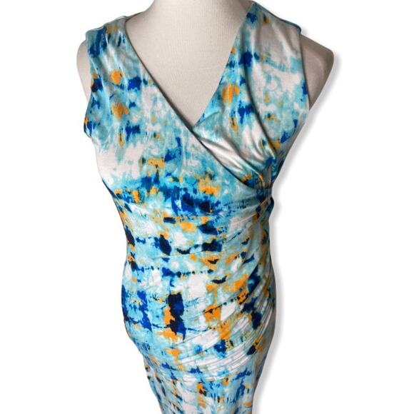 Lysse Knit Abstract Print Wrap Bodycon Summer Dress Size S - Picture 2 of 7